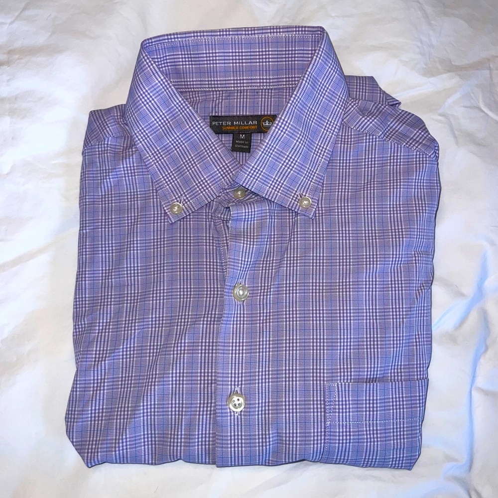 Peter Millar Summer Comfort Purple Button Down Polo